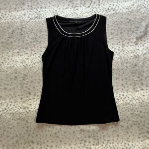 White House Black Market Embellished Black Sleeveless Tank Top